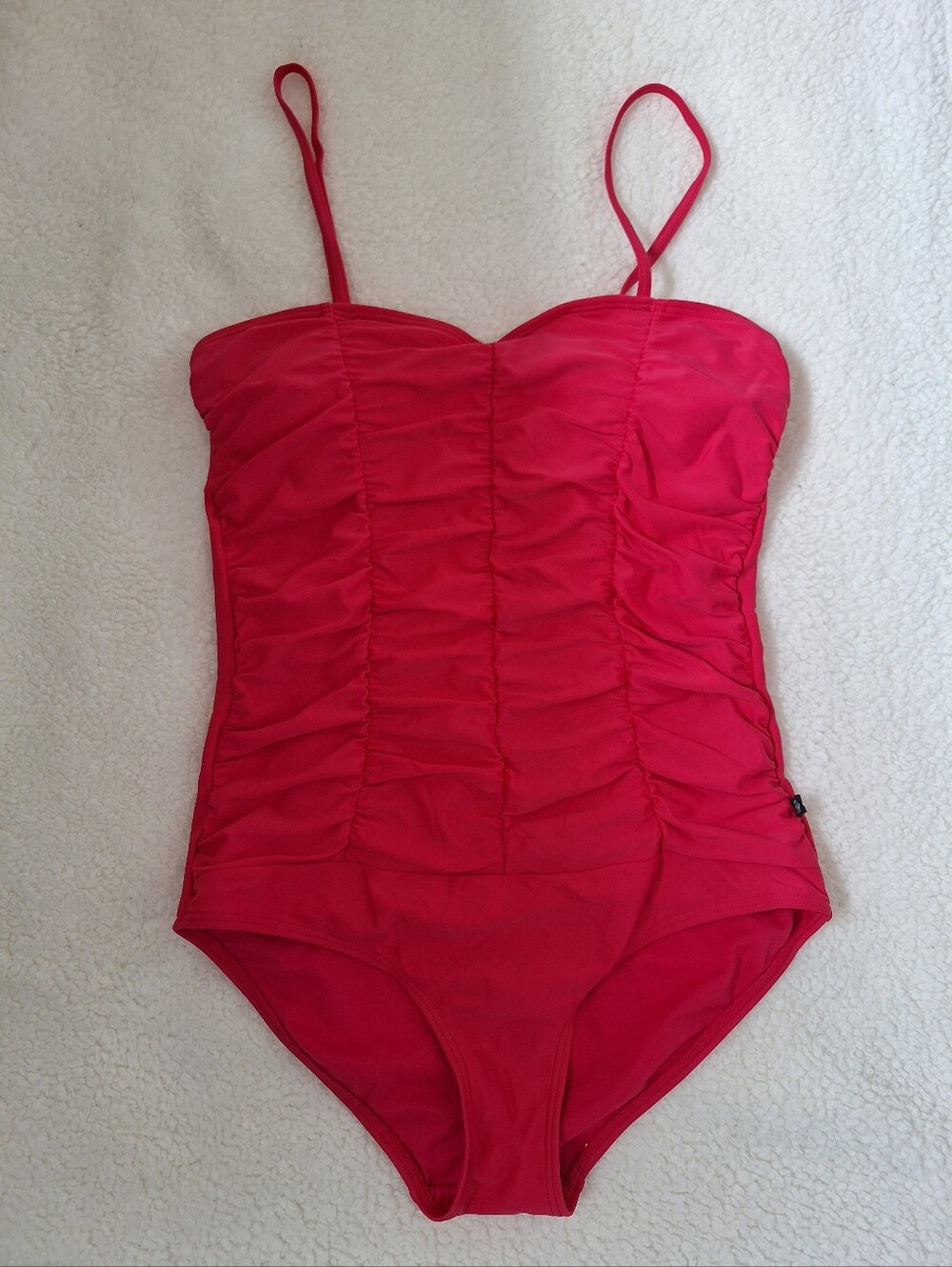 NWOT La Vie En Rose Aqua Fuchsia Pink Red Ruched One-Piece SwimSuit Bathing Suit